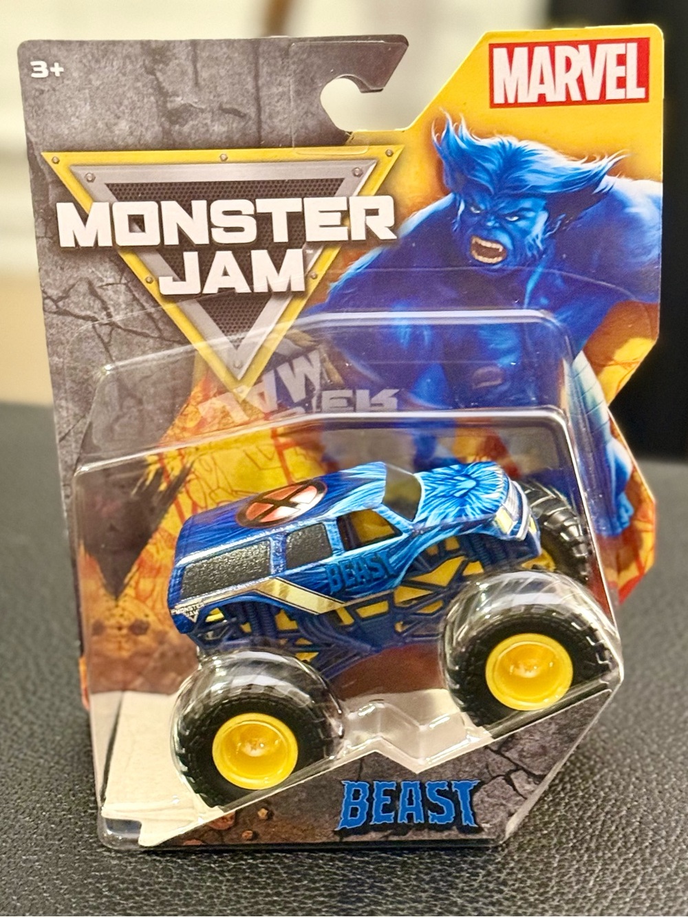 Marvel Beast Blue Monster Jam Truck with Yellow Wheels